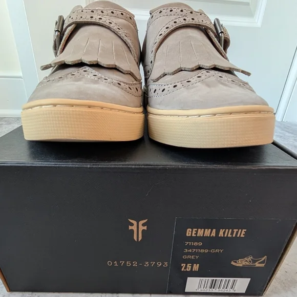 Frye Gemma Kiltie Women's Shoes Grey Nubuck - Picture 3 of 7